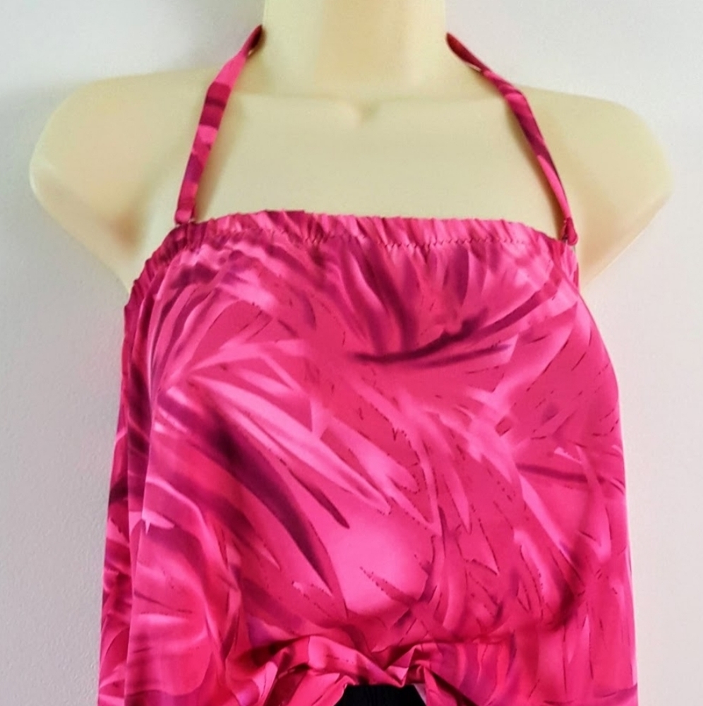 T.H.E. Swimsuit 16W 2 Piece Skirt Coral Pink Black
